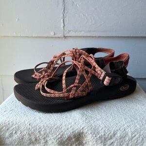 Chaco Women's Double Strap Strappy Sandals - Black and Coral